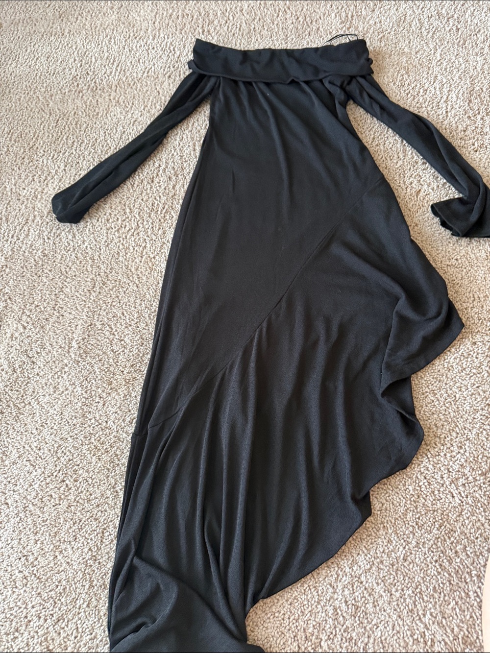 Hello Molly Black Off-Shoulder Asymmetrical Maxi Dress